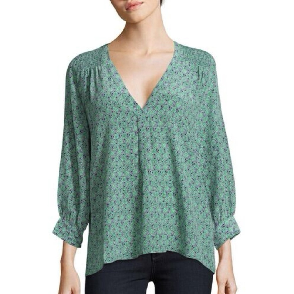 Joie 100% Silk Floral Print Blouse Top Sz M
